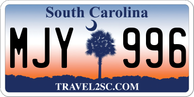 SC license plate MJY996