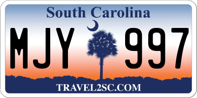 SC license plate MJY997