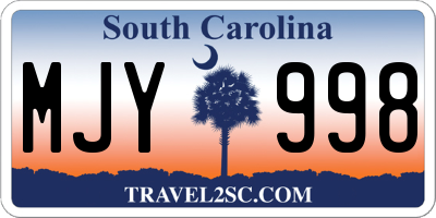 SC license plate MJY998