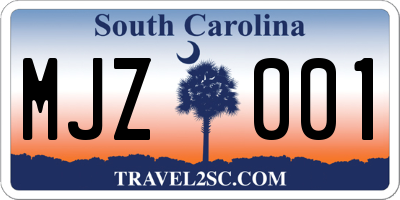 SC license plate MJZ001