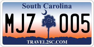 SC license plate MJZ005
