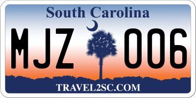 SC license plate MJZ006