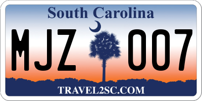 SC license plate MJZ007