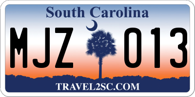 SC license plate MJZ013