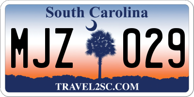SC license plate MJZ029