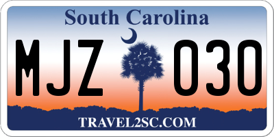 SC license plate MJZ030