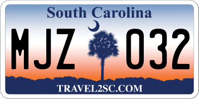SC license plate MJZ032