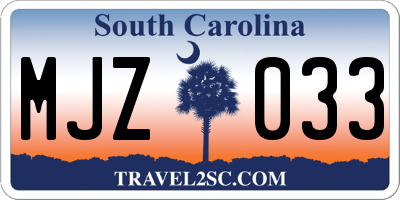 SC license plate MJZ033
