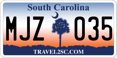 SC license plate MJZ035
