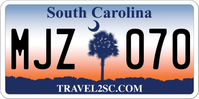 SC license plate MJZ070