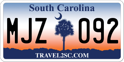 SC license plate MJZ092