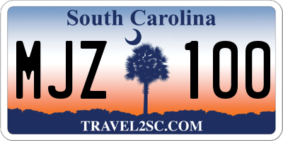 SC license plate MJZ100