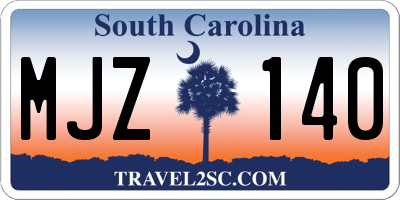 SC license plate MJZ140