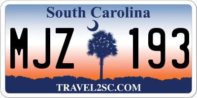 SC license plate MJZ193
