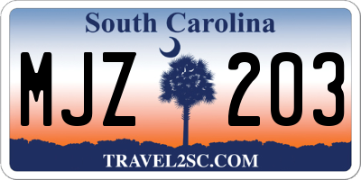 SC license plate MJZ203
