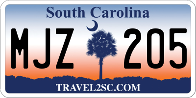 SC license plate MJZ205