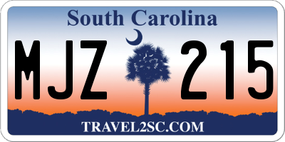 SC license plate MJZ215