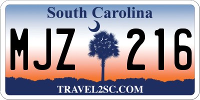 SC license plate MJZ216