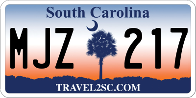 SC license plate MJZ217