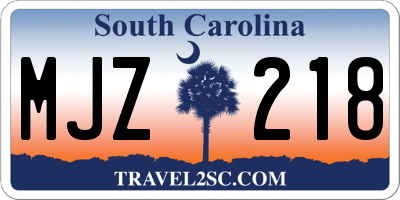 SC license plate MJZ218