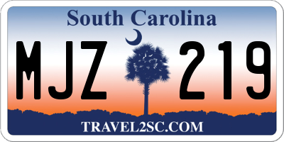 SC license plate MJZ219