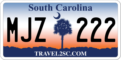 SC license plate MJZ222