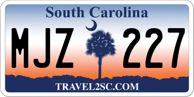 SC license plate MJZ227