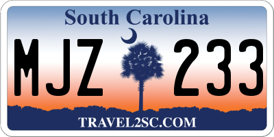SC license plate MJZ233