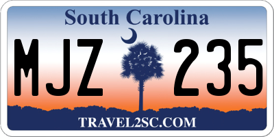 SC license plate MJZ235