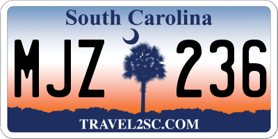 SC license plate MJZ236