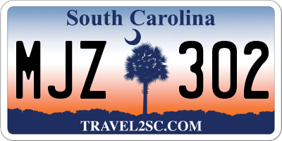 SC license plate MJZ302