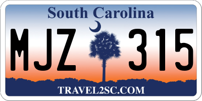 SC license plate MJZ315
