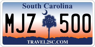 SC license plate MJZ500