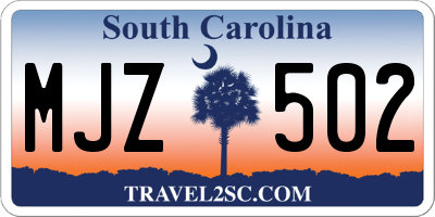 SC license plate MJZ502