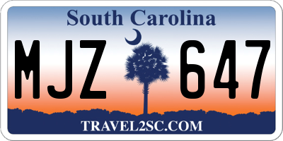 SC license plate MJZ647