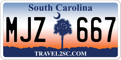 SC license plate MJZ667