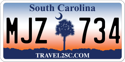 SC license plate MJZ734
