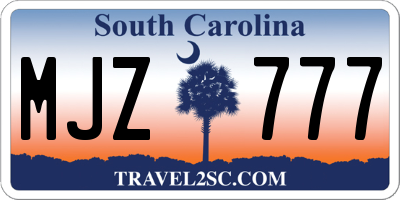 SC license plate MJZ777