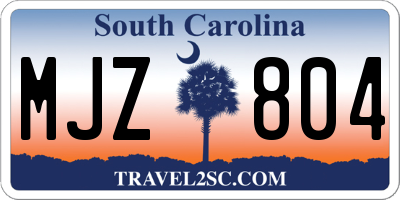 SC license plate MJZ804