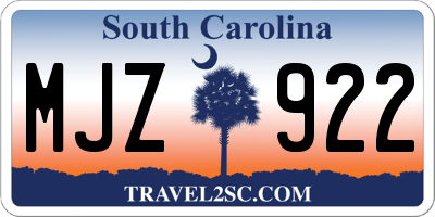 SC license plate MJZ922