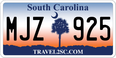 SC license plate MJZ925