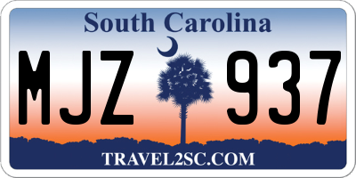 SC license plate MJZ937