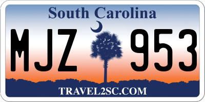SC license plate MJZ953