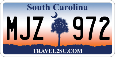 SC license plate MJZ972