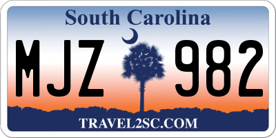 SC license plate MJZ982