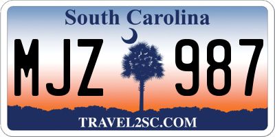 SC license plate MJZ987