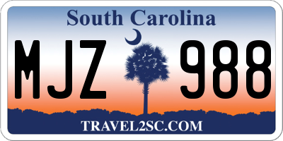 SC license plate MJZ988
