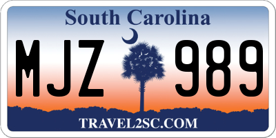 SC license plate MJZ989
