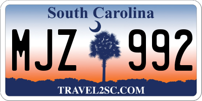 SC license plate MJZ992