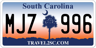 SC license plate MJZ996